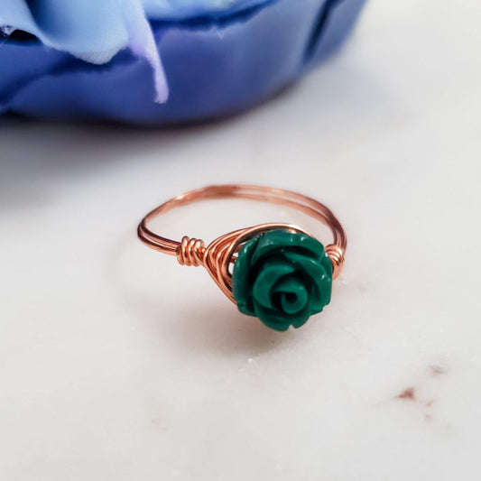 ROSE BEAD WIRE WRAPPED RING