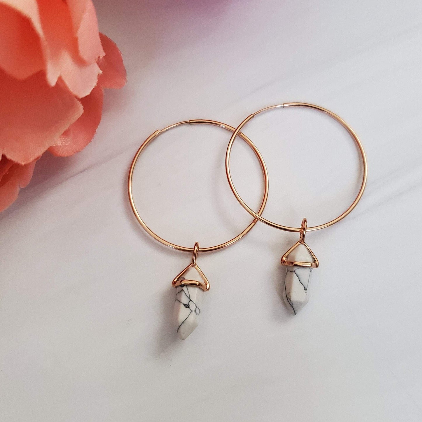 ROSE GOLD PETITE SPIKES ENDLESS HOOP EARRINGS
