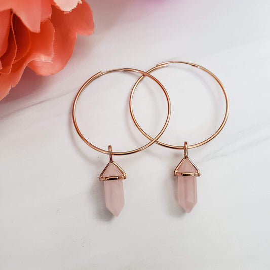 ROSE GOLD PETITE SPIKES ENDLESS HOOP EARRINGS