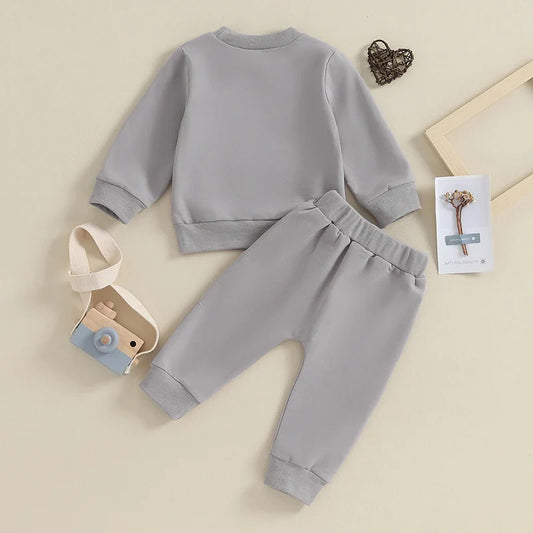 TODDLER BABY BOY 2PCS FALL WINTER OUTFITS LONG SLEEVE LETTER MAMA'S BOY CREWNECK TOP JOGGER PANTS SET