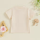 TODDLER KIDS GIRLS IN MY PRESCHOOL ERA BACK TO SCHOOL COLORFUL LETTER & FLORAL FLOWERS PRINT ROUND NECK SHORT SLEEVE TOP