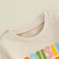 TODDLER BABY KIDS BOYS GIRLS FUZZY LETTER EMBROIDERY COUSIN CREW MATCHING LONG SLEEVE ROUND NECK PULLOVER LOOSE TOP