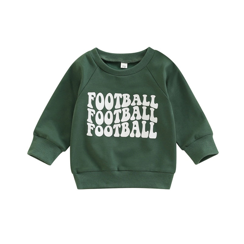 0-3YEARS INFANT BABY BOY GIRL CASUAL PULLOVERS LONG SLEEVE GAME DAY FOOTBALL HOCKEY PRINT RIBBED CUFFS SWEATSHIRT TOP