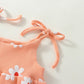 TODDLER BABY GIRL JUMPSUIT SET SUMMER FLORAL PRINT TIE TANK ROMPER STRETCH HEADBAND OUTFIT