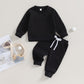 TODDLER BABY BOYS GIRLS 2PCS FALL OUTFITS LONG SLEEVE SPLIT HEM TOPS POCKET PANTS SOLID COLOR CLOTHES SETS