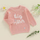 TODDLER KIDS GIRL BIG SISTER SWEATER CUTE LONG SLEEVE LETTER EMBROIDERY KNIT PULLOVER LOOSE TOP