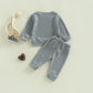 TODDLER BABY GIRL BOY 2PCS HEY CUTIE OUTFIT LONG SLEEVE RIBBED KNIT TOPS PANTS SET