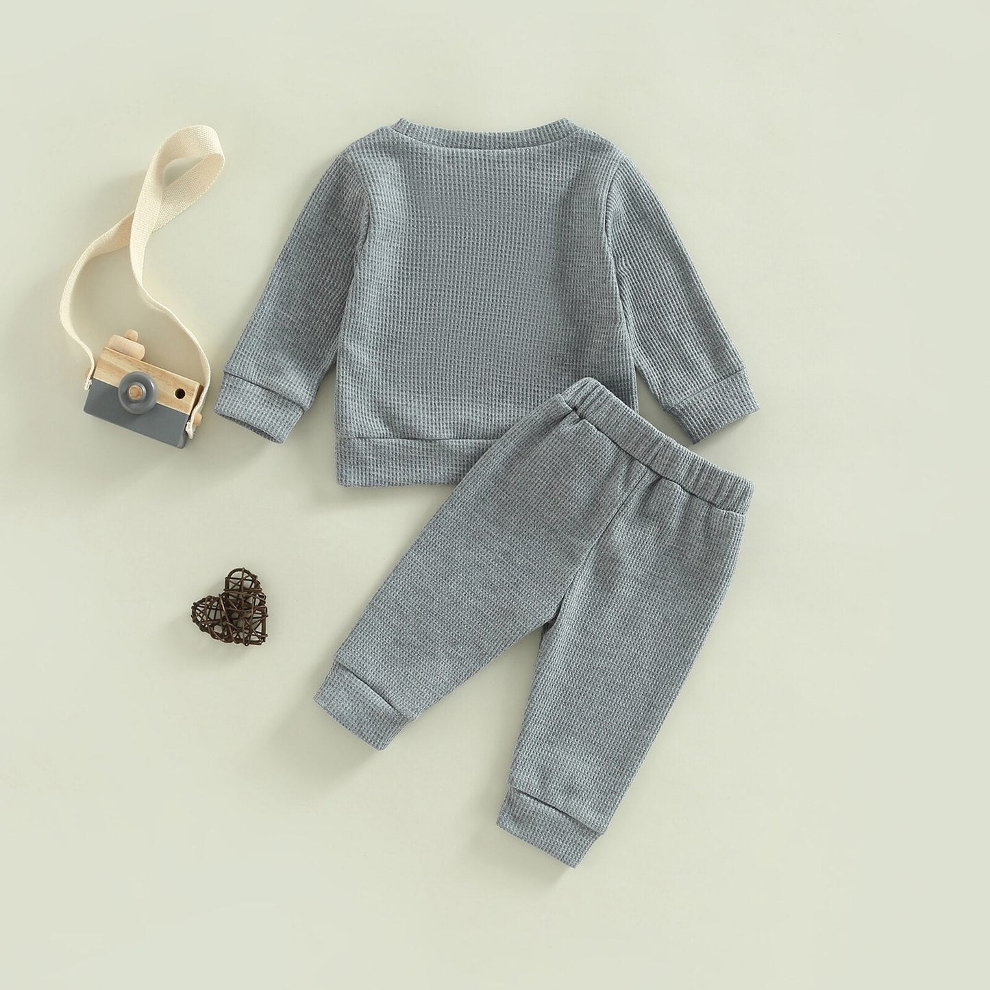 TODDLER BABY GIRL BOY 2PCS HEY CUTIE OUTFIT LONG SLEEVE RIBBED KNIT TOPS PANTS SET