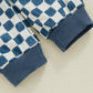 TODDLER KIDS BOYS GIRLS 2PCS BIG BROTHER / SISTER LETTER PRINT LONG SLEEVE TOP WITH ELASTIC WAIST CHECKERED PRINT PANTS SET OUTFIT