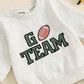 BABY TODDLER BOYS 2PCS GO TEAM FALL OUTFIT FOOTBALL LETTER EMBROIDERY LONG SLEEVE O-NECK TOP AND SOLID COLOR PANTS SET
