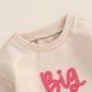 TODDLER KIDS GIRLS BIG SISTER LONG SLEEVE CREWNECK LETTER EMBROIDERY LOOSE FIT PULLOVER TOP
