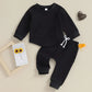 TODDLER BABY BOY GIRL 2PCS SET CREWNECK SOLID COLOR LONG SLEEVE TOP WITH POCKET JOGGER PANTS OUTFIT