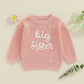 TODDLER KIDS GIRL BIG SISTER SWEATER CUTE LONG SLEEVE LETTER EMBROIDERY KNIT PULLOVER LOOSE TOP