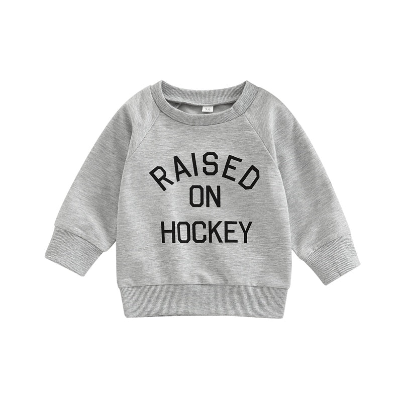 0-3YEARS INFANT BABY BOY GIRL CASUAL PULLOVERS LONG SLEEVE GAME DAY FOOTBALL HOCKEY PRINT RIBBED CUFFS SWEATSHIRT TOP