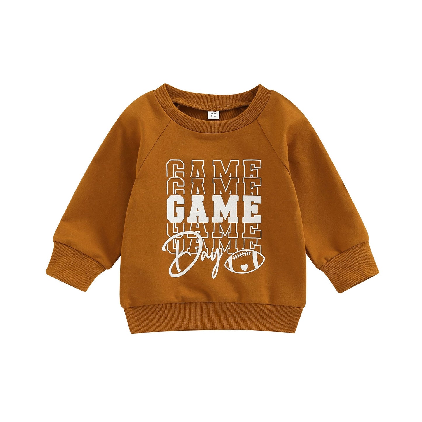 0-3YEARS INFANT BABY BOY GIRL CASUAL PULLOVERS LONG SLEEVE GAME DAY FOOTBALL HOCKEY PRINT RIBBED CUFFS SWEATSHIRT TOP
