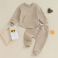 TODDLER BABY BOY GIRL 2PCS SET CREWNECK SOLID COLOR LONG SLEEVE TOP WITH POCKET JOGGER PANTS OUTFIT