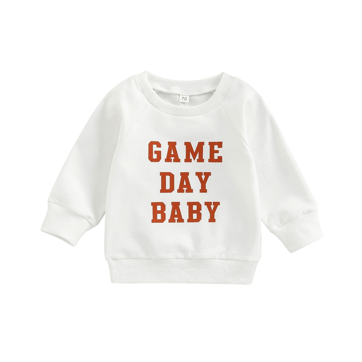 0-3YEARS INFANT BABY BOY GIRL CASUAL PULLOVERS LONG SLEEVE GAME DAY FOOTBALL HOCKEY PRINT RIBBED CUFFS SWEATSHIRT TOP