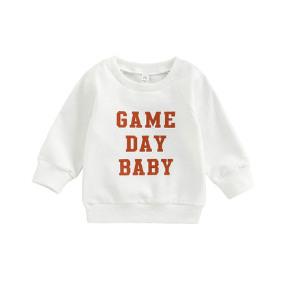 0-3YEARS INFANT BABY BOY GIRL CASUAL PULLOVERS LONG SLEEVE GAME DAY FOOTBALL HOCKEY PRINT RIBBED CUFFS SWEATSHIRT TOP