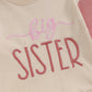 TODDLER KIDS BIG BROTHER / SISTER PULLOVER LETTER EMBROIDERY ROUND NECK CONTRASTING COLOR LONG SLEEVE WAFFLE TOP