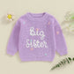TODDLER KIDS GIRL BIG SISTER SWEATER CUTE LONG SLEEVE LETTER EMBROIDERY KNIT PULLOVER LOOSE TOP