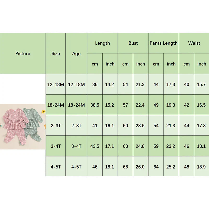 TODDLER KIDS GIRLS 2PCS FALL OUTFIT FLORAL FLOWERS PRINT CREW NECK LONG SLEEVE BABYGIRL TOP ELASTIC WAIST LONG PANTS SET