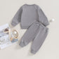 TODDLER BABY BOYS GIRLS 2PCS FALL OUTFITS LONG SLEEVE SPLIT HEM TOPS POCKET PANTS SOLID COLOR CLOTHES SETS