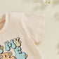 TODDLER KIDS GIRLS IN MY PRESCHOOL ERA BACK TO SCHOOL COLORFUL LETTER & FLORAL FLOWERS PRINT ROUND NECK SHORT SLEEVE TOP