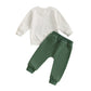 BABY TODDLER BOYS 2PCS GO TEAM FALL OUTFIT FOOTBALL LETTER EMBROIDERY LONG SLEEVE O-NECK TOP AND SOLID COLOR PANTS SET