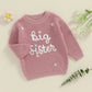 TODDLER KIDS GIRL BIG SISTER SWEATER CUTE LONG SLEEVE LETTER EMBROIDERY KNIT PULLOVER LOOSE TOP