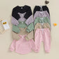 TODDLER BABY BOY GIRL 2PCS SET CREWNECK SOLID COLOR LONG SLEEVE TOP WITH POCKET JOGGER PANTS OUTFIT