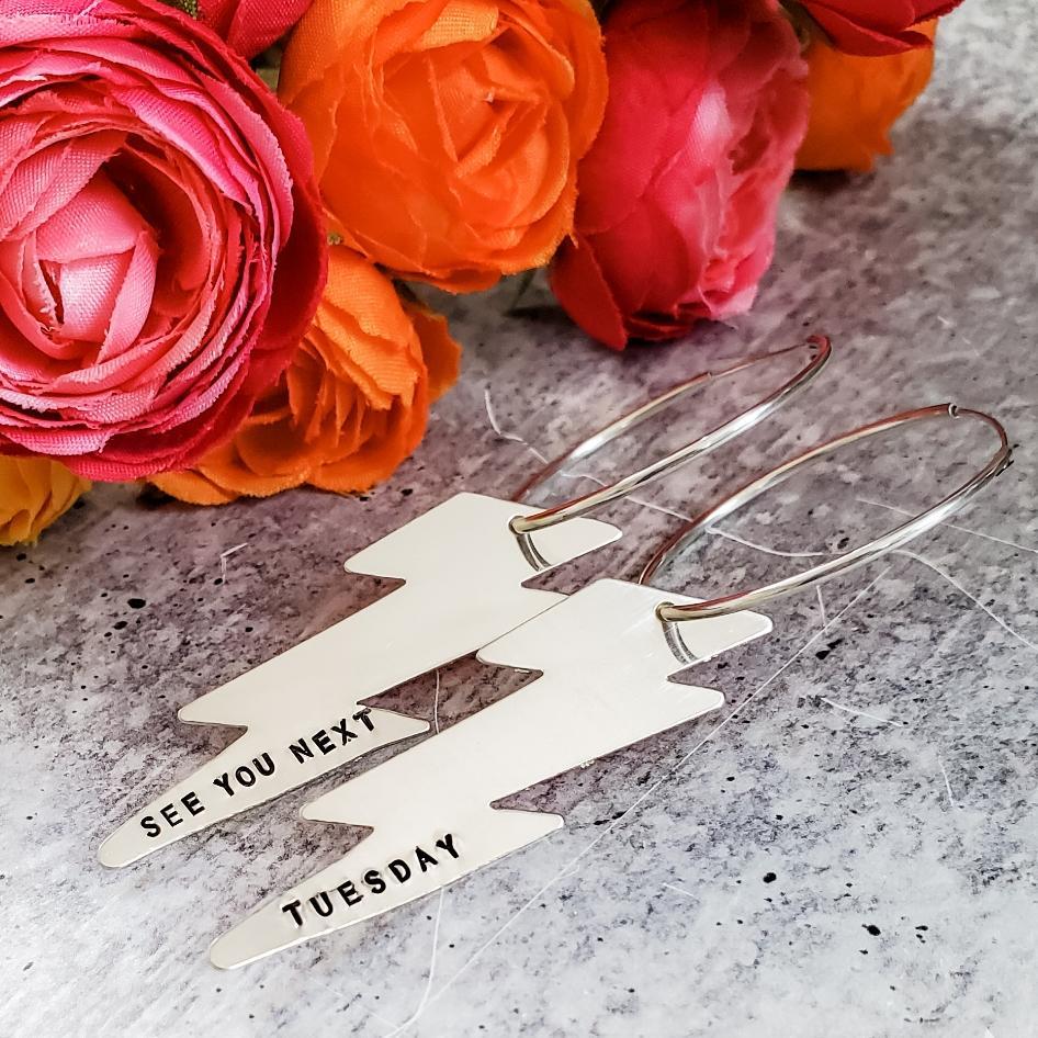 SEE YOU NEXT TUESDAY LIGHTNING BOLT EARRINGS