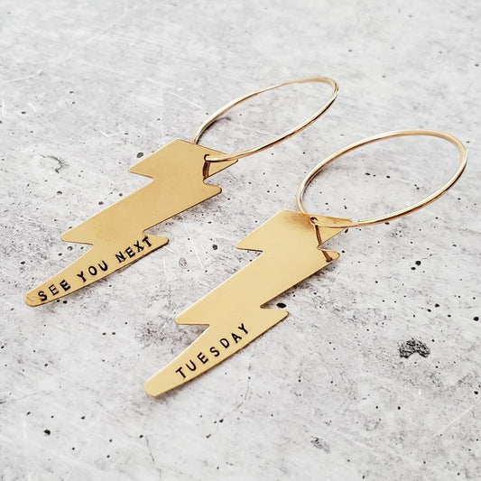 SEE YOU NEXT TUESDAY LIGHTNING BOLT EARRINGS