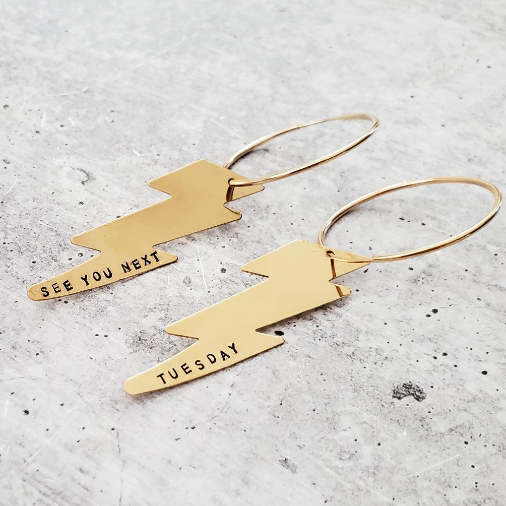 SEE YOU NEXT TUESDAY LIGHTNING BOLT EARRINGS