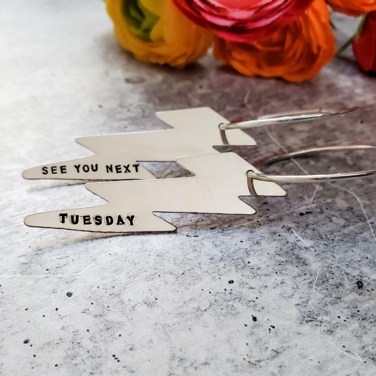 SEE YOU NEXT TUESDAY LIGHTNING BOLT EARRINGS