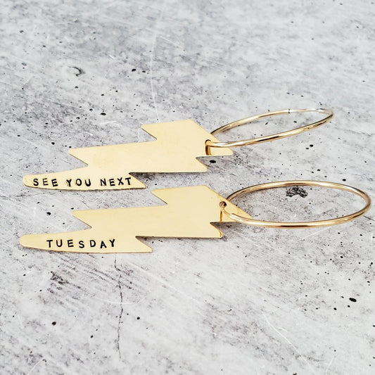SEE YOU NEXT TUESDAY LIGHTNING BOLT EARRINGS