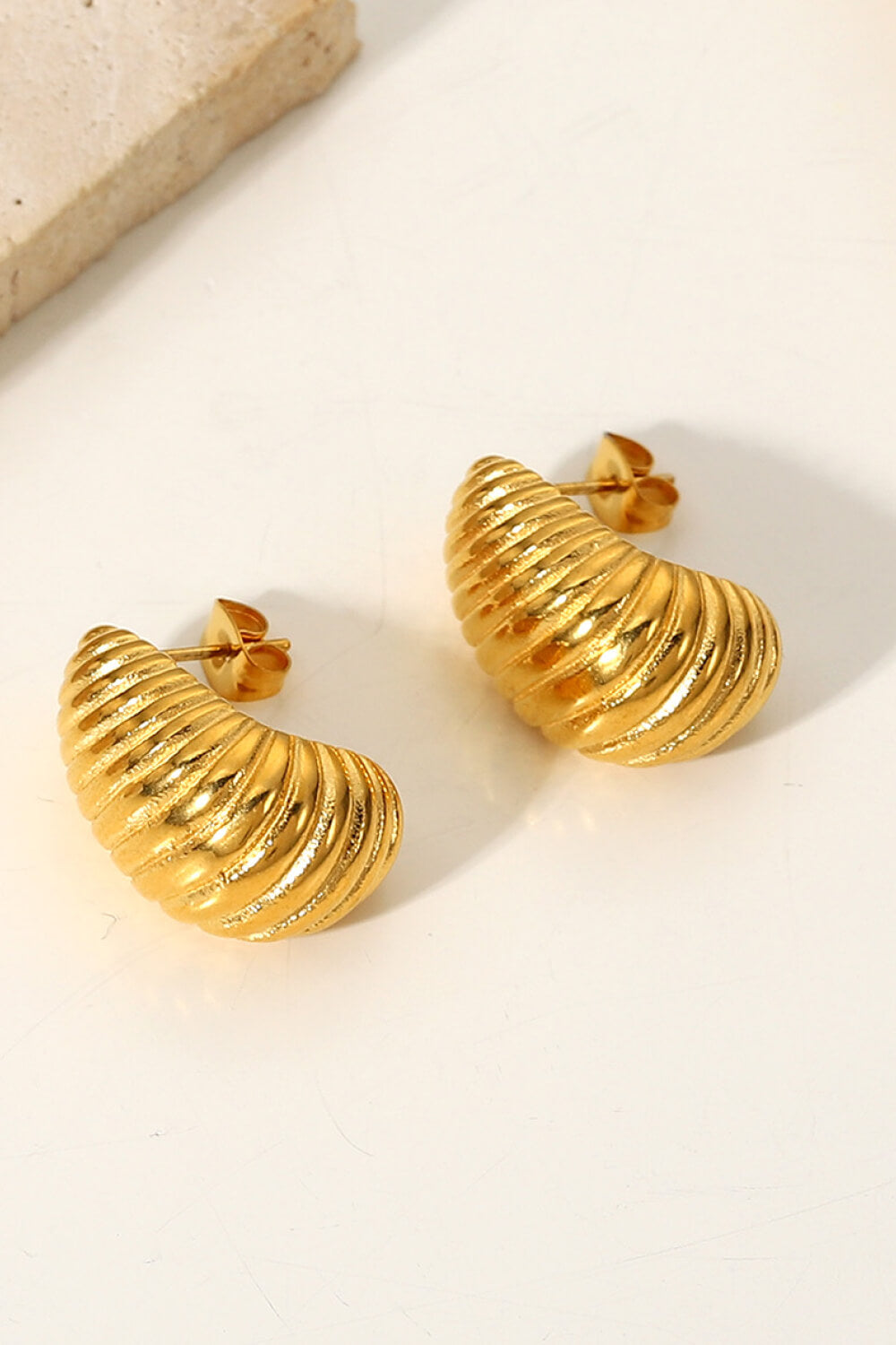 SHELL SHORE SPIRAL STUD EARRINGS-Thriftique Marketplace