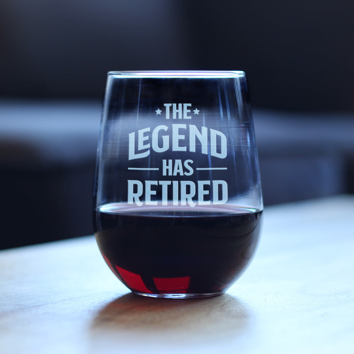 THE LEGEND HAS RETIRED - STEMLESS WINE GLASS - FUNNY RETIREMENT GIFTS FOR BOSS OR COWORKERS - LARGE 17 OUNCE SIZE
