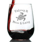 TAKING IT NICE & EASY - SEA TURTLE STEMLESS WINE GLASS - LARGE GLASSWARE - UNIQUE FUNNY ETCHED TURTLES GIFT GLASSES
