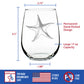 STARFISH STEMLESS WINE GLASS - BEACH THEMED DECOR AND DECORATIVE OCEAN GLASSWARE GIFTS FOR WOMEN AND MEN - LARGE 17 OZ GLASSES