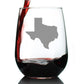 TEXAS STATE OUTLINE STEMLESS WINE GLASS - STATE THEMED DRINKING DECOR AND GIFTS FOR TEXAN WOMEN & MEN - LARGE 17 OZ GLASSES
