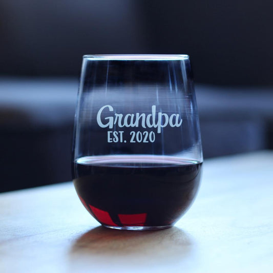 STORK GRANDPA EST. 2020 - 17 OUNCE STEMLESS WINE GLASS