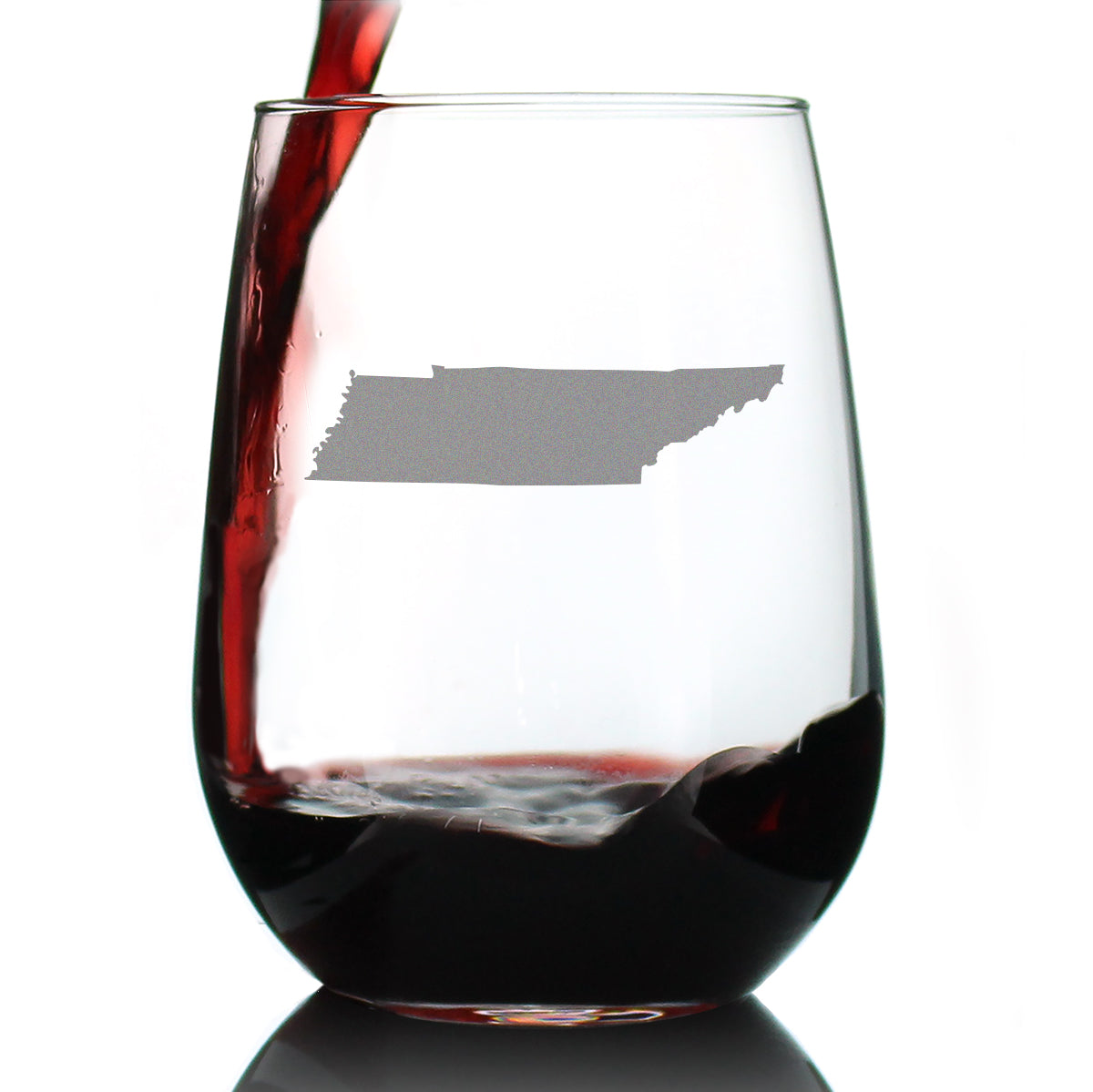 TENNESSEE STATE OUTLINE STEMLESS WINE GLASS - STATE THEMED DRINKING DECOR AND GIFTS FOR TENNESSEAN WOMEN & MEN - LARGE 17 OZ GLASSES