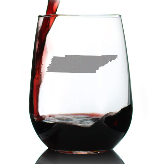 TENNESSEE STATE OUTLINE STEMLESS WINE GLASS - STATE THEMED DRINKING DECOR AND GIFTS FOR TENNESSEAN WOMEN & MEN - LARGE 17 OZ GLASSES