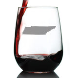 TENNESSEE STATE OUTLINE STEMLESS WINE GLASS - STATE THEMED DRINKING DECOR AND GIFTS FOR TENNESSEAN WOMEN & MEN - LARGE 17 OZ GLASSES