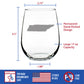 TENNESSEE STATE OUTLINE STEMLESS WINE GLASS - STATE THEMED DRINKING DECOR AND GIFTS FOR TENNESSEAN WOMEN & MEN - LARGE 17 OZ GLASSES