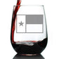 TEXAS FLAG – CUTE FUNNY STEMLESS WINE GLASS, LARGE 17 OUNCES, ETCHED SAYINGS, GIFT BOX