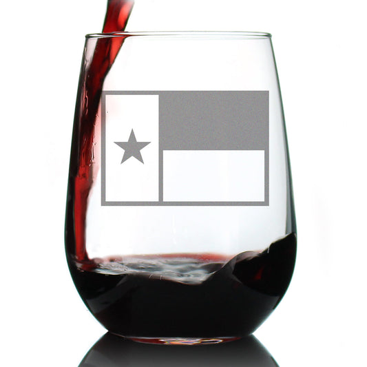 TEXAS FLAG – CUTE FUNNY STEMLESS WINE GLASS, LARGE 17 OUNCES, ETCHED SAYINGS, GIFT BOX