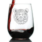 TIGER FACE STEMLESS WINE GLASS - CUTE TIGER THEMED DECOR AND GIFTS FOR ANIMAL LOVERS - LARGE 17 OZ GLASSES