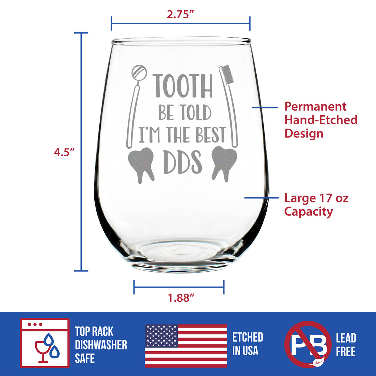 TOOTH BE TOLD - 17 OUNCE STEMLESS WINE GLASS