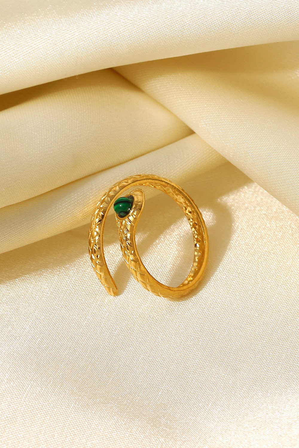 SNAKE CHARMER MALACHITE SNAKE-SHAPED BYPASS RING-Thriftique Marketplace